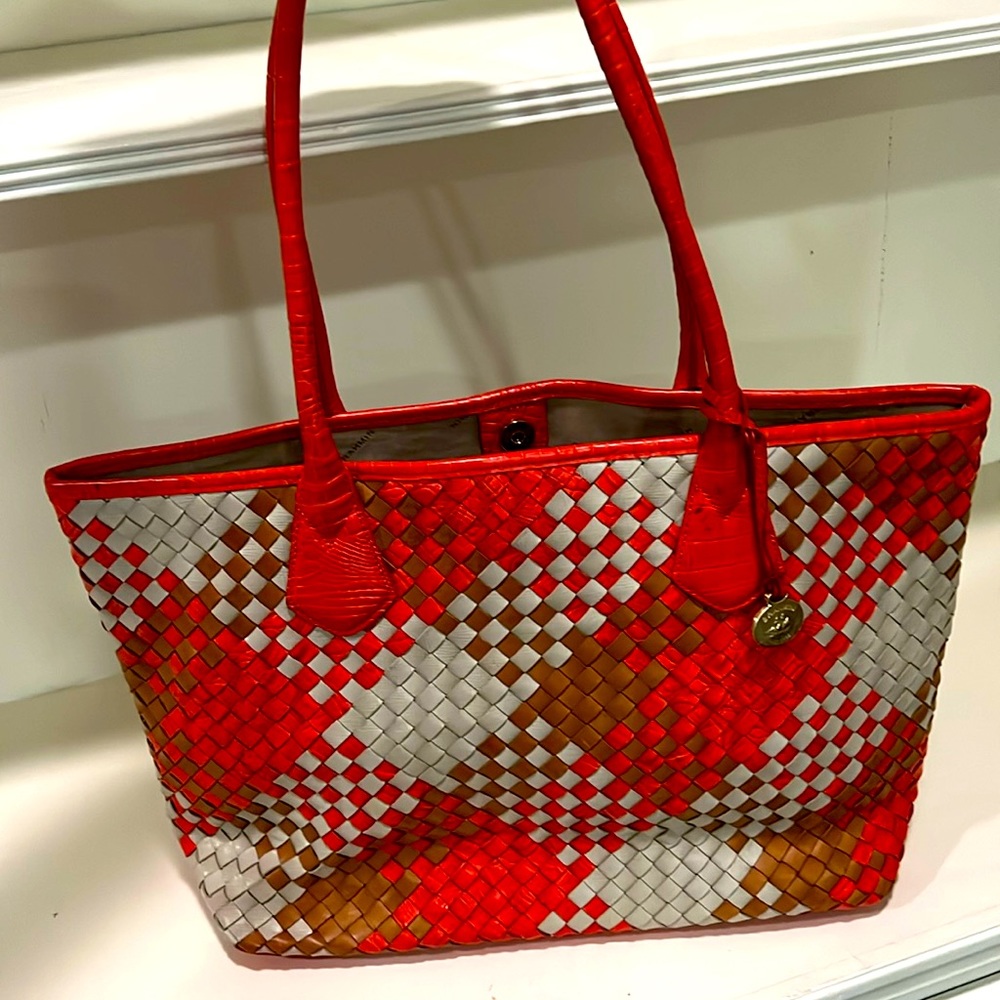 Brahmin woven leather tote